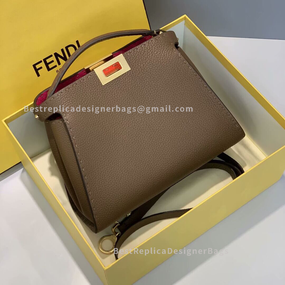 Fendi Peekaboo Iconic Brown Leather Bag 312